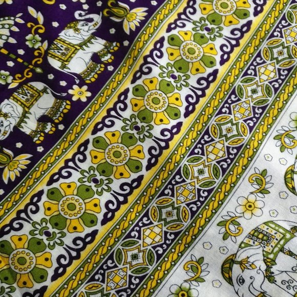 (B2)100% Rayon Harem Pants w/ Elephants&Flowers Pr - Picture 2 of 3